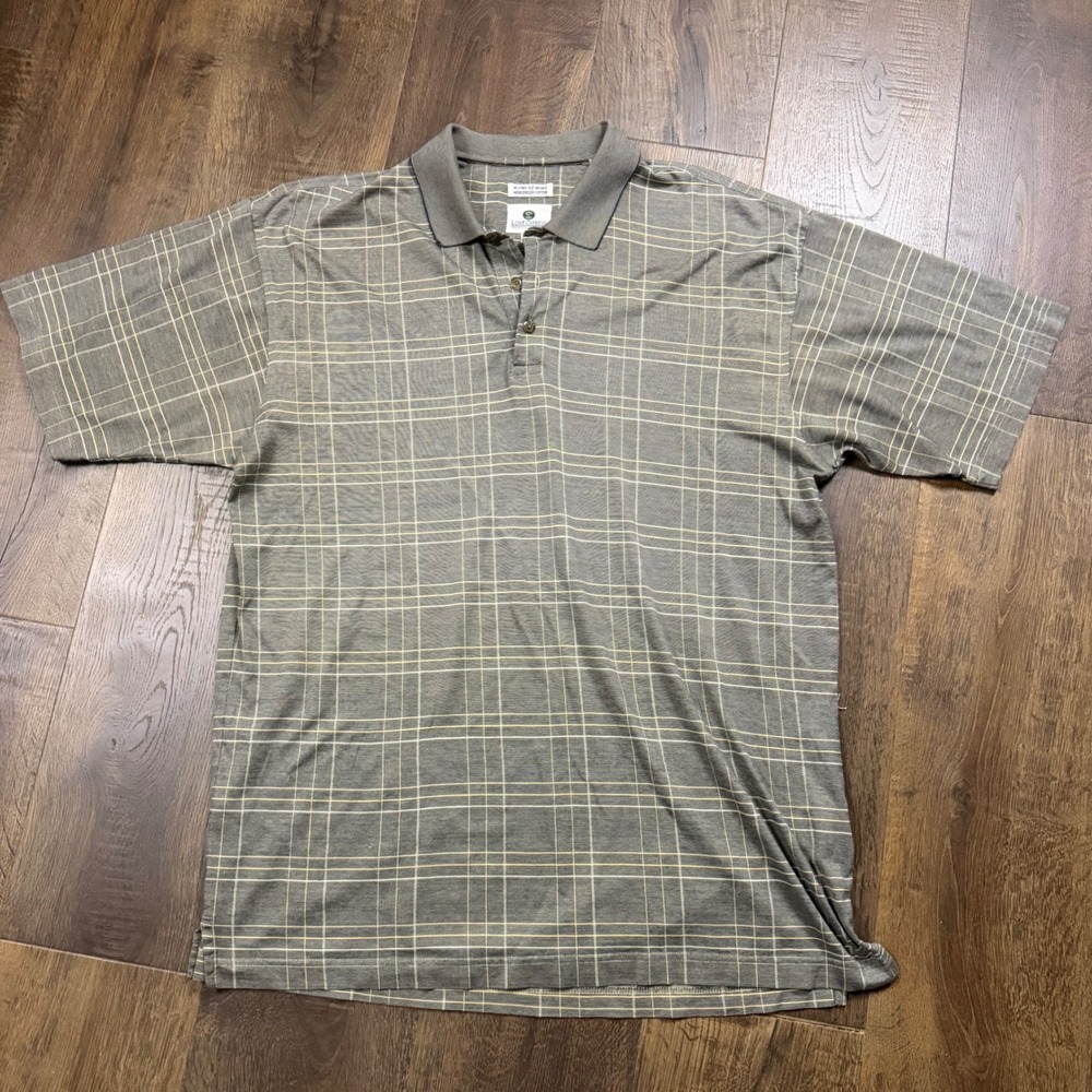 Vintage 90s Y2K Lone Cypress Pebble Beach Plaid Golf Polo Grid Men's L